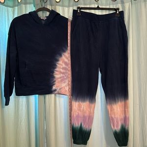 Sweat suit tie dyed size small dark blue